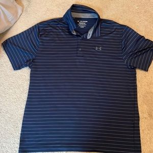 Mens UA polo (navy with gray stripes)